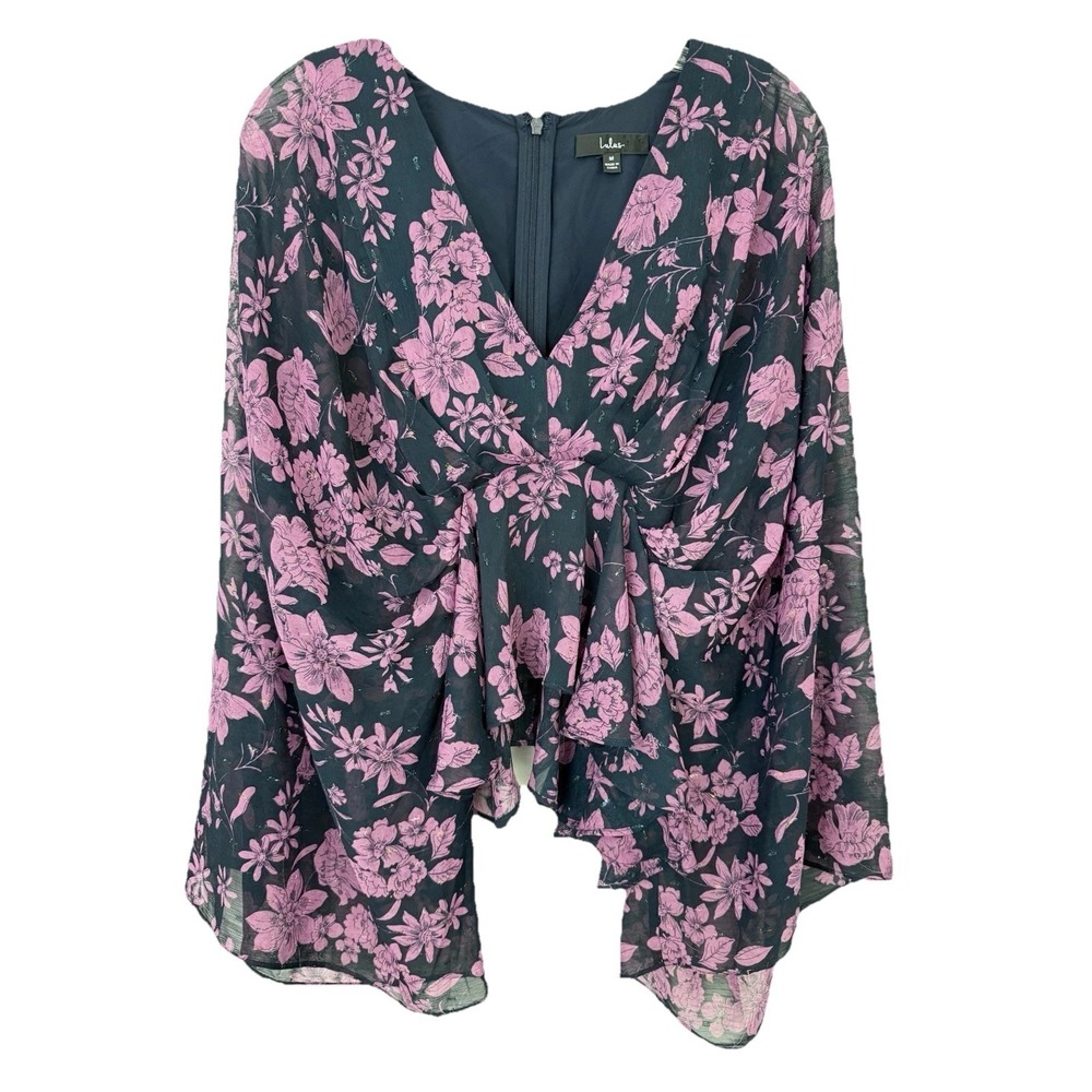 LULUS Sheer Floral Kimono TOP Medium Babydoll Boho Fairy Hippie Stevie Cropped